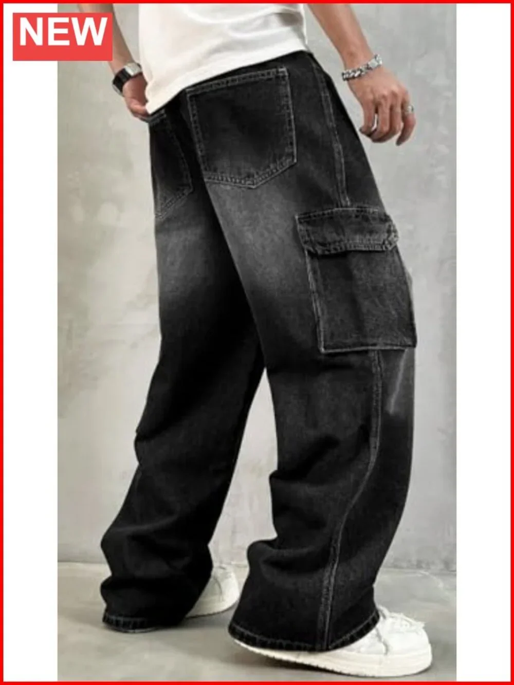 Baggy Cargo Jeans Y2K Wide Leg Denim Pants Streetwear Loose Fit Hip Hop